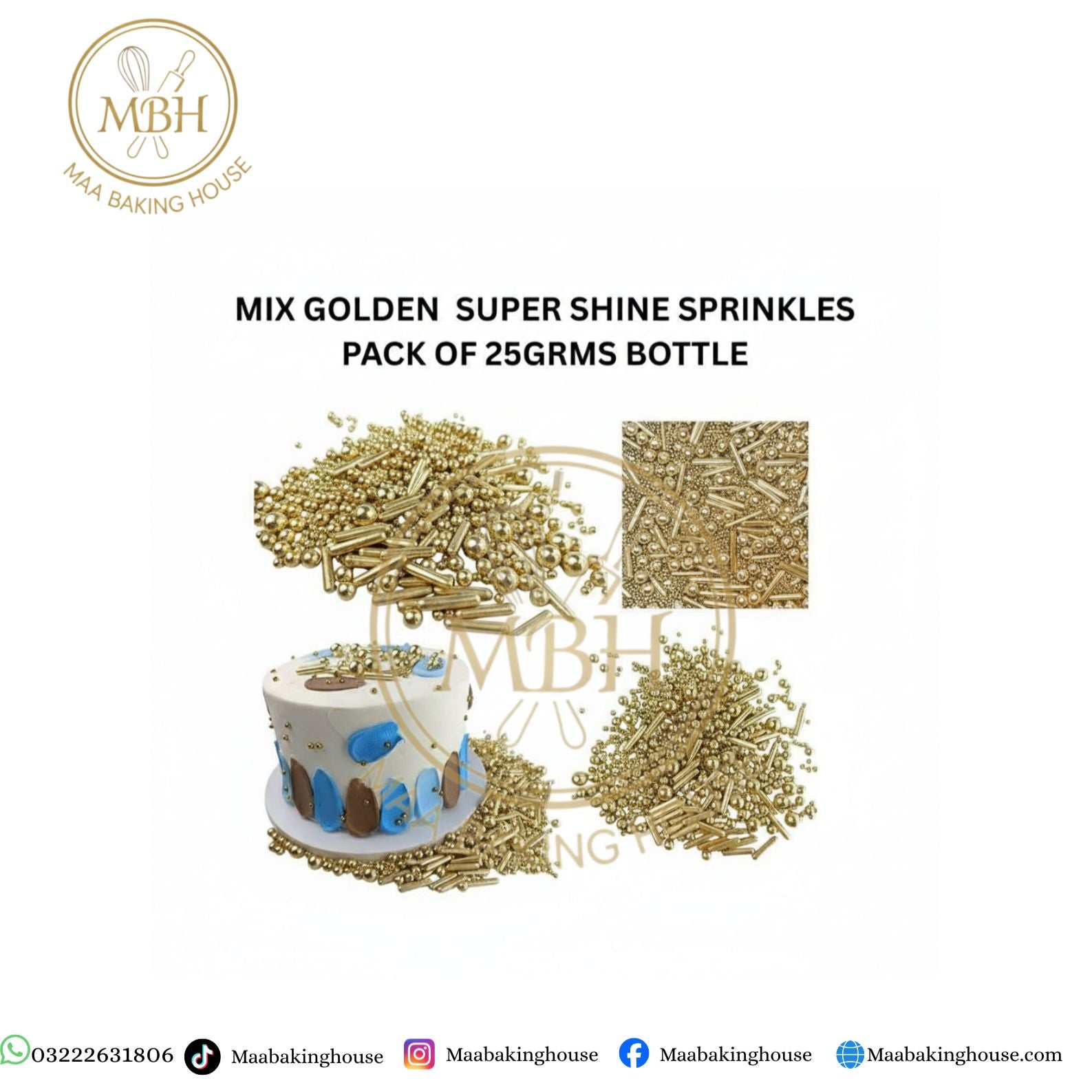 Mix Golden Super Shine Sprinkles Pack of 25 Grams Bottle