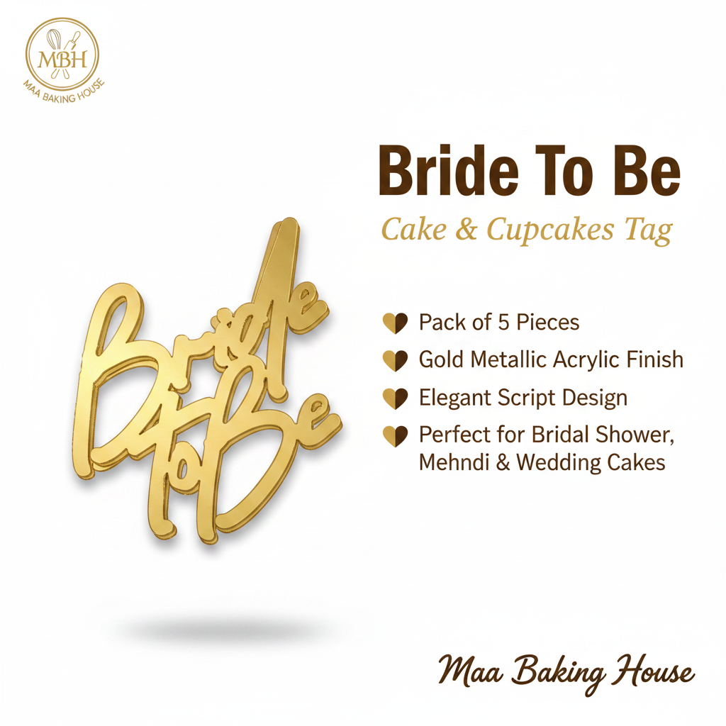 Bride To Be Cake & Cupcakes Tag – Gold Acrylic