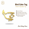 Bird Cake Tag – Gold Acrylic Cake & Cupcakes Tag