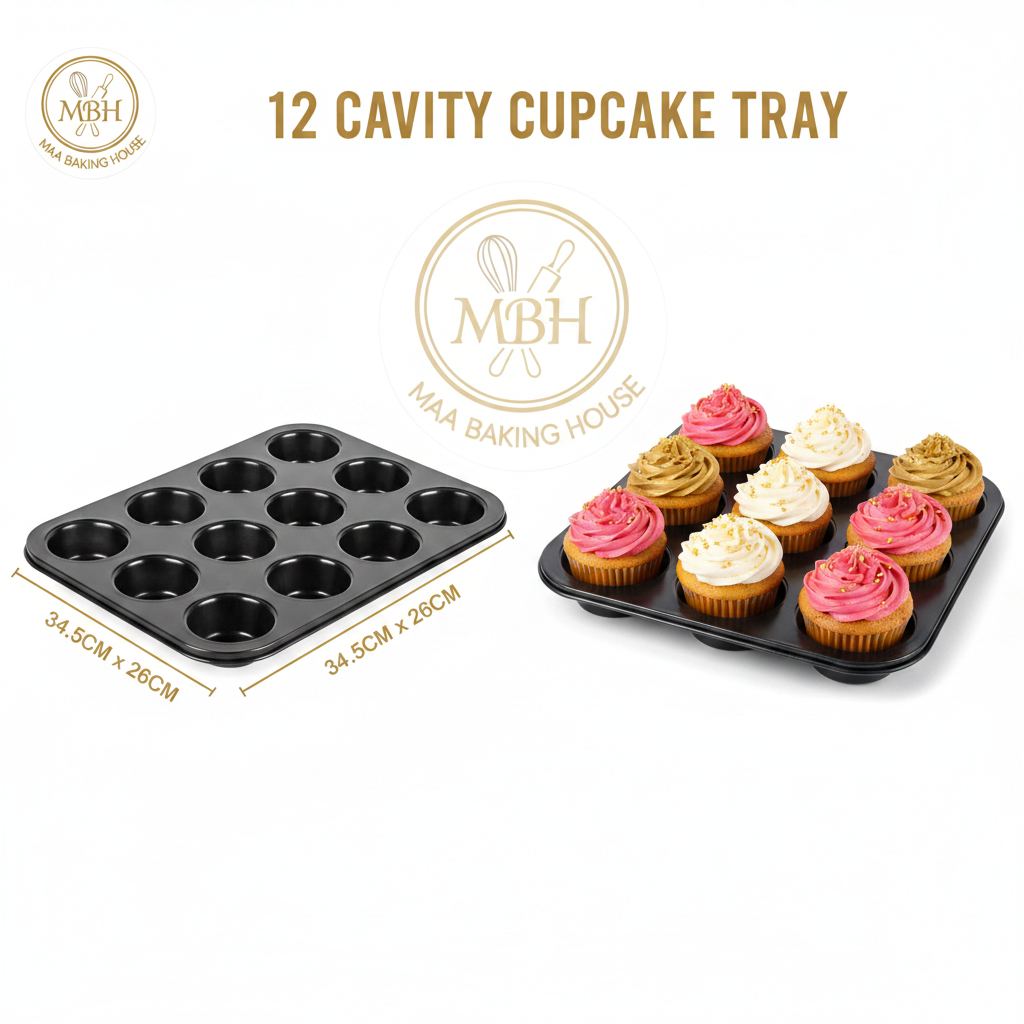 12 Cavity Aluminum Cupcake Tray - MBH Branded