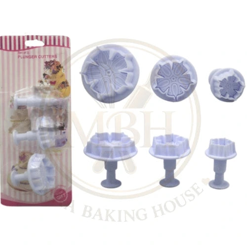 5 Petal Flower With Dot Design Plunger 3Pcs Set