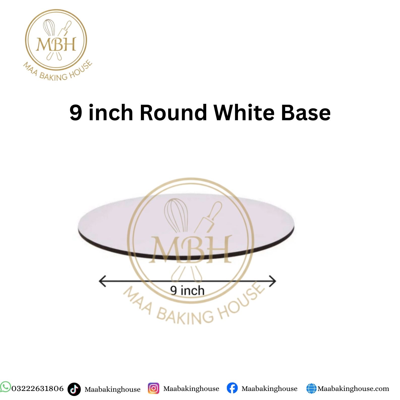 9 Inch Round White Cake Base