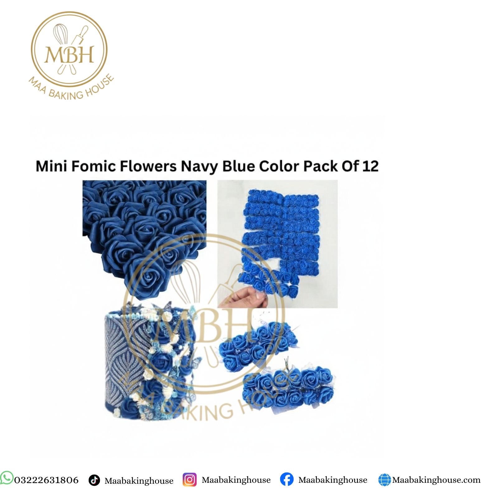 Mini Fomic Flowers Navy Blue Color Pack Of 12