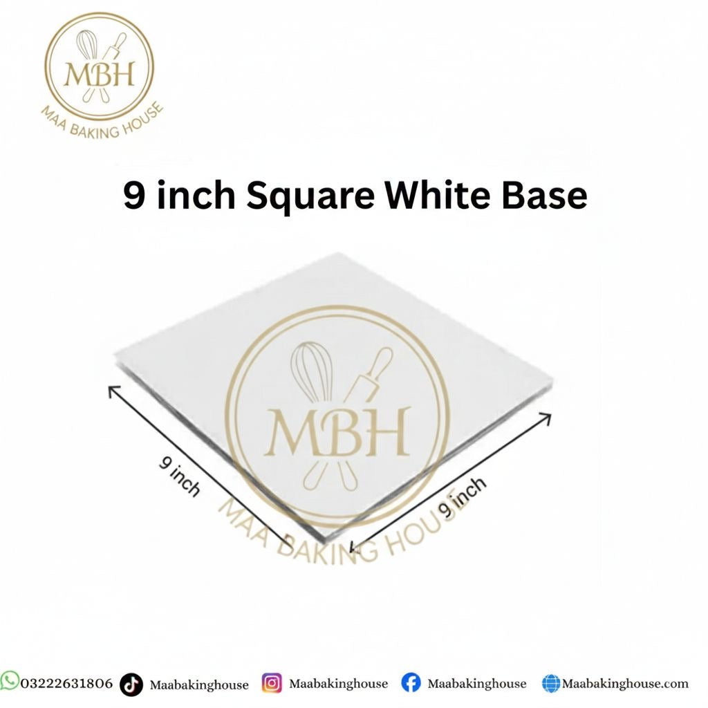9 Inch Square White Cake Base