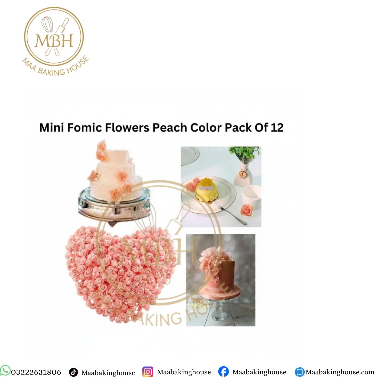 Mini Fomic Flowers Peach Color Pack Of 12