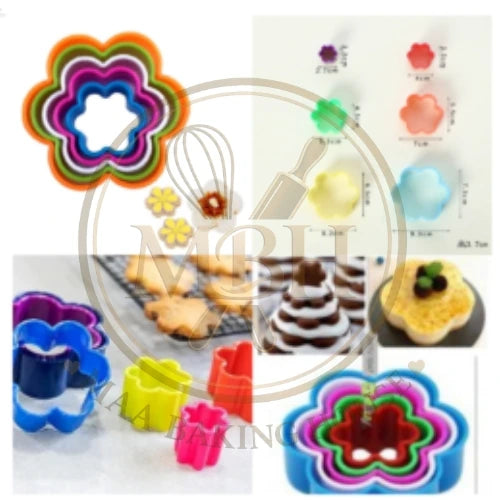 5PCS COLOURFULL MULTI FLOWER COOKIE CUTTER SET