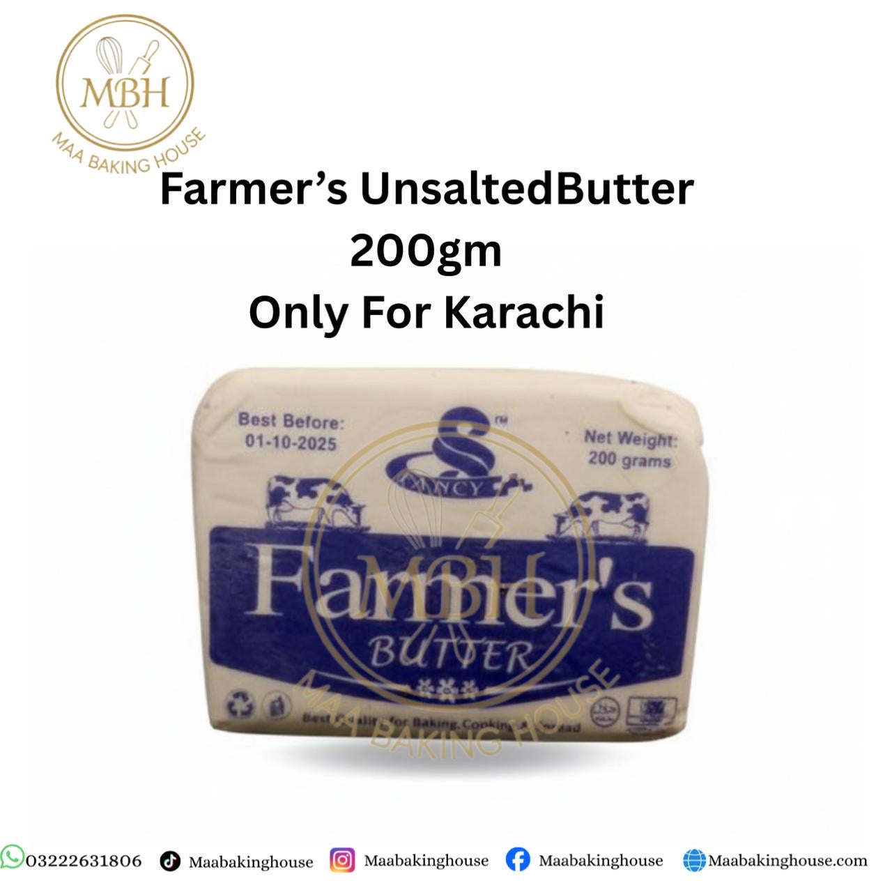 Farmer's Unsalted Butter 200gm - Only For Karachi