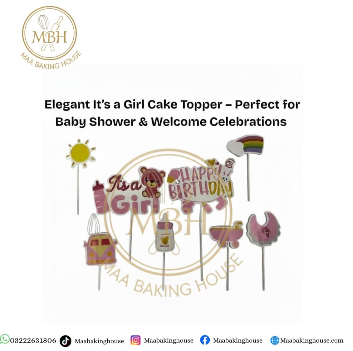 Elegant It's a Girl Cake Topper - Perfect for Baby Shower & Welcome Celebrations