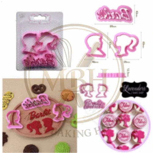 BARBIE GIRL & BOY FONDANT CUTTER PLASTIC 3PCS SET