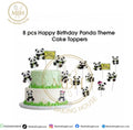 8 Pcs Happy Birthday Panda Theme Cake Toppers