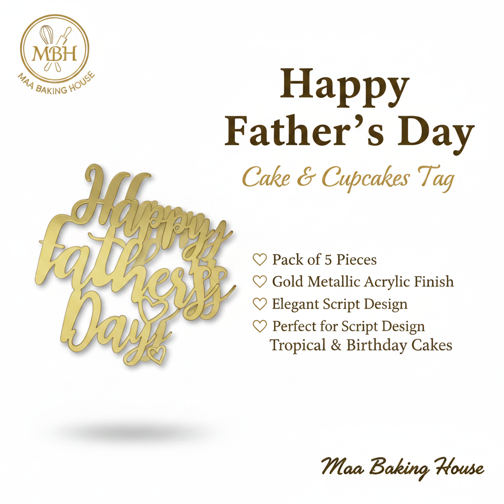 Happy Father's Day Cake & Cupcakes Tag – Gold Acrylic Script