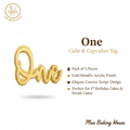 One Cake & Cupcakes Tag – Gold Acrylic Cursive Script