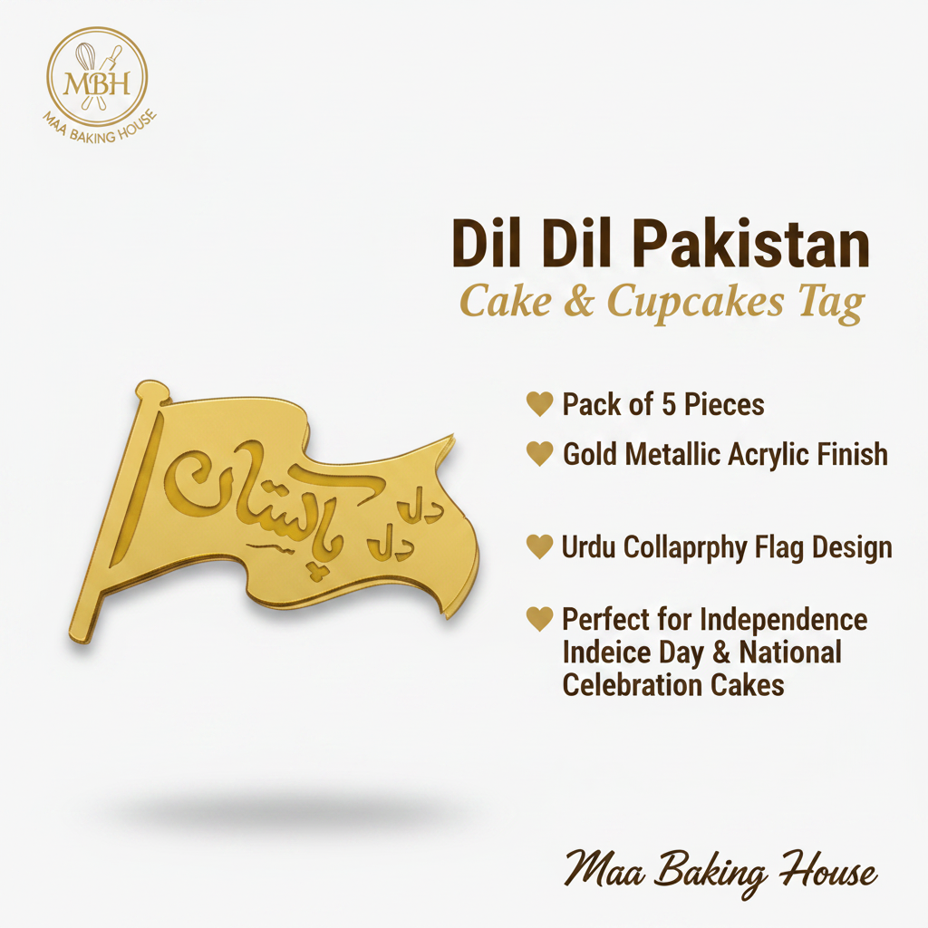 Dil Dil Pakistan Cake & Cupcakes Tag – Gold Acrylic