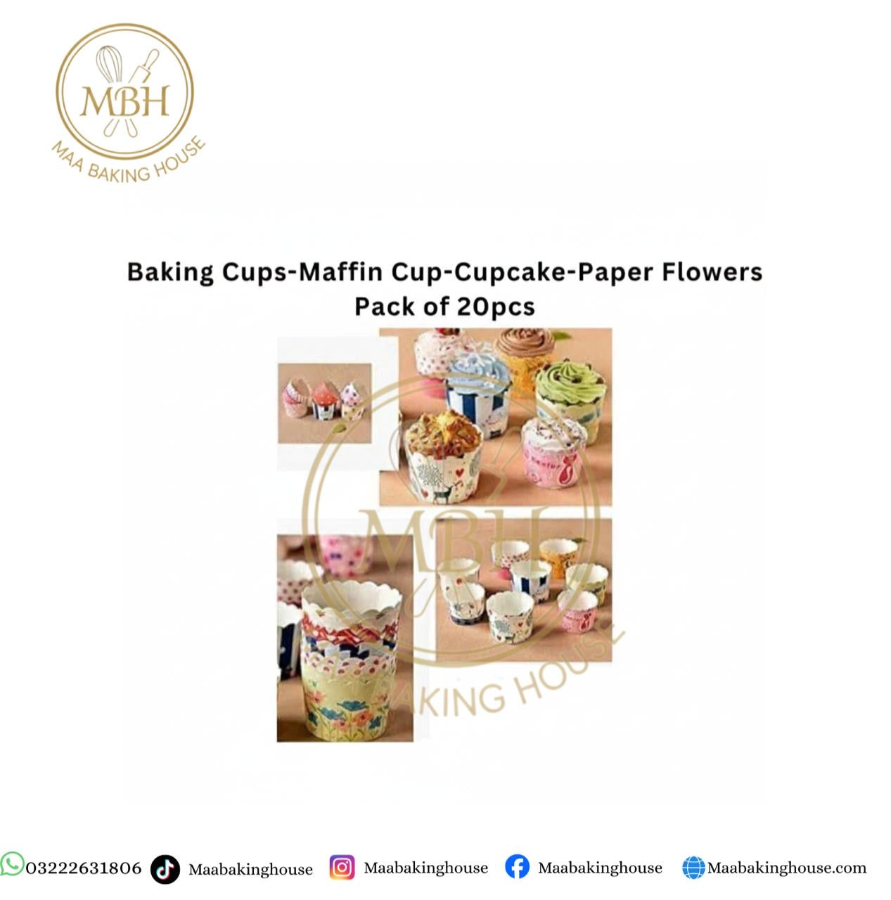 Baking Cups-Maffin Cup-Cupcake-Paper Flowers Pack of 20pcs