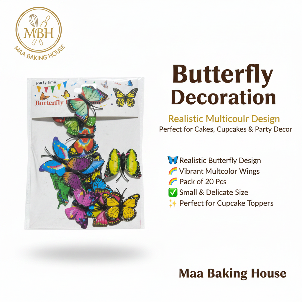Butterfly Decoration - Realistic Multicolor Design Pack of 20