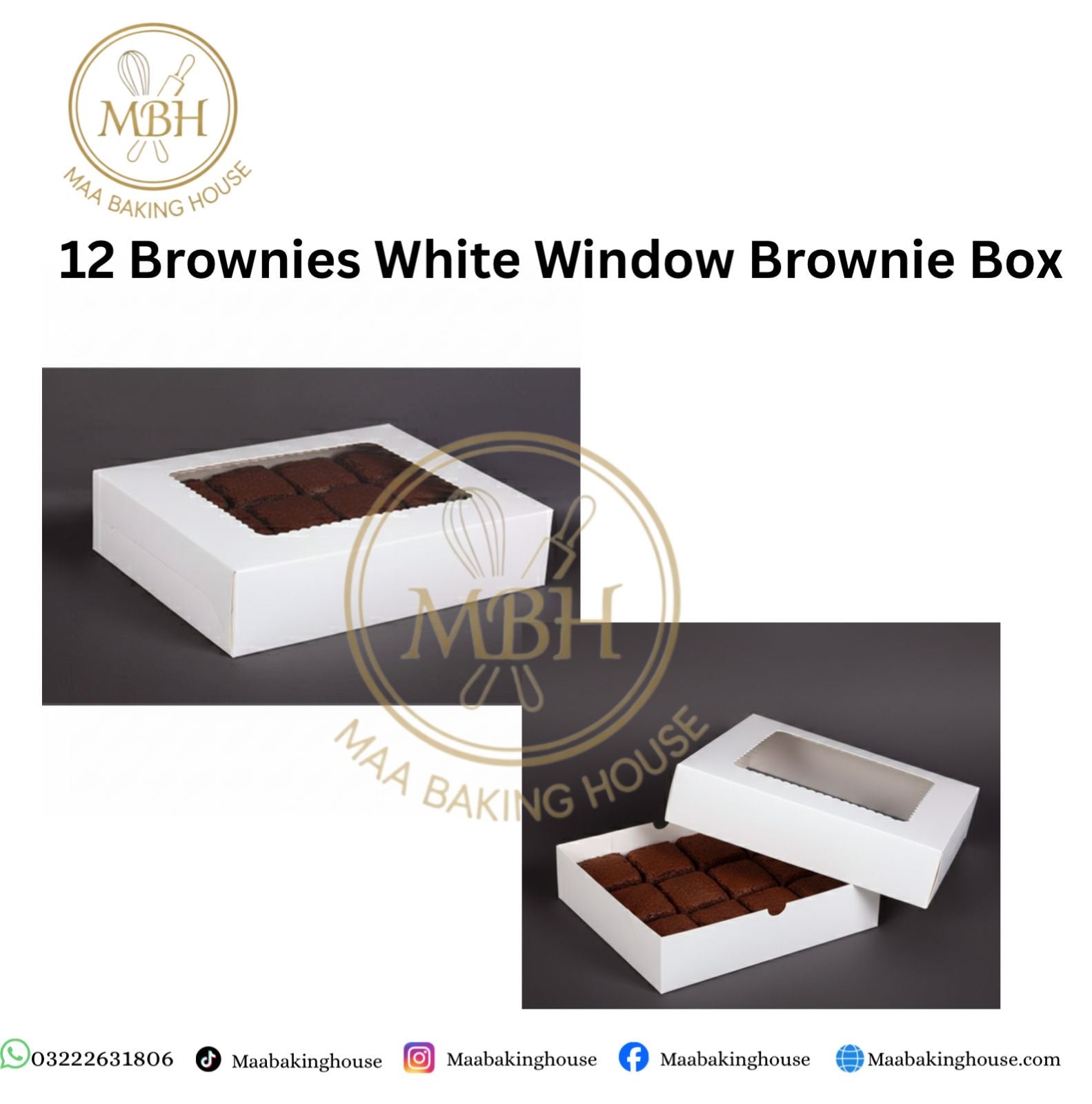 12 Brownies White Window Brownie Box
