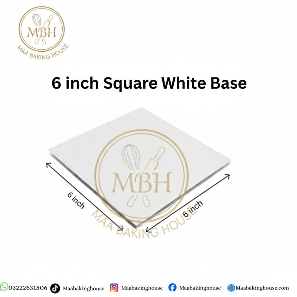 6 Inch Square White Cake Base