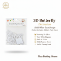 3D Butterfly Decoration - Solid White Lace Design Pack of 12