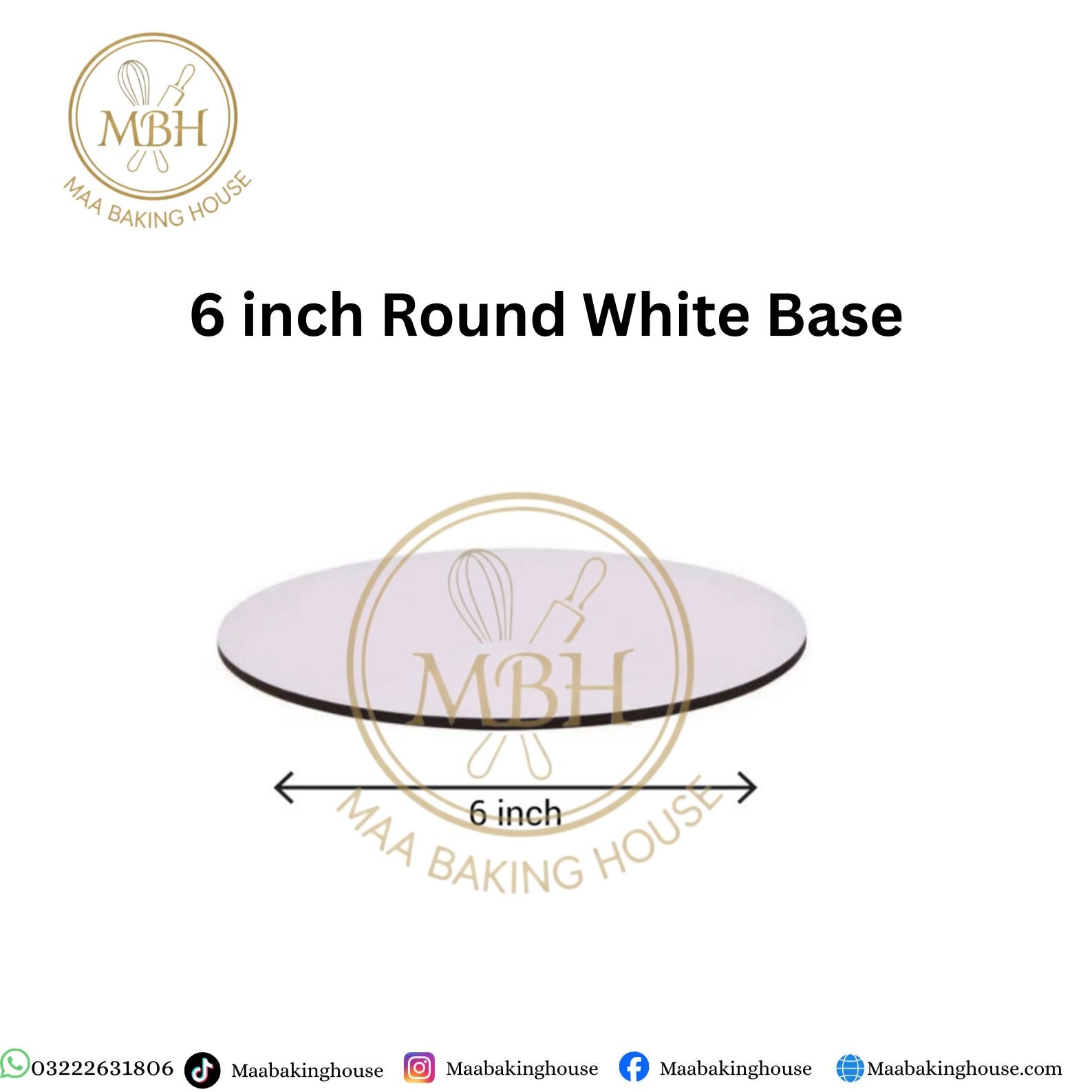 6 Inch Round White Cake Base