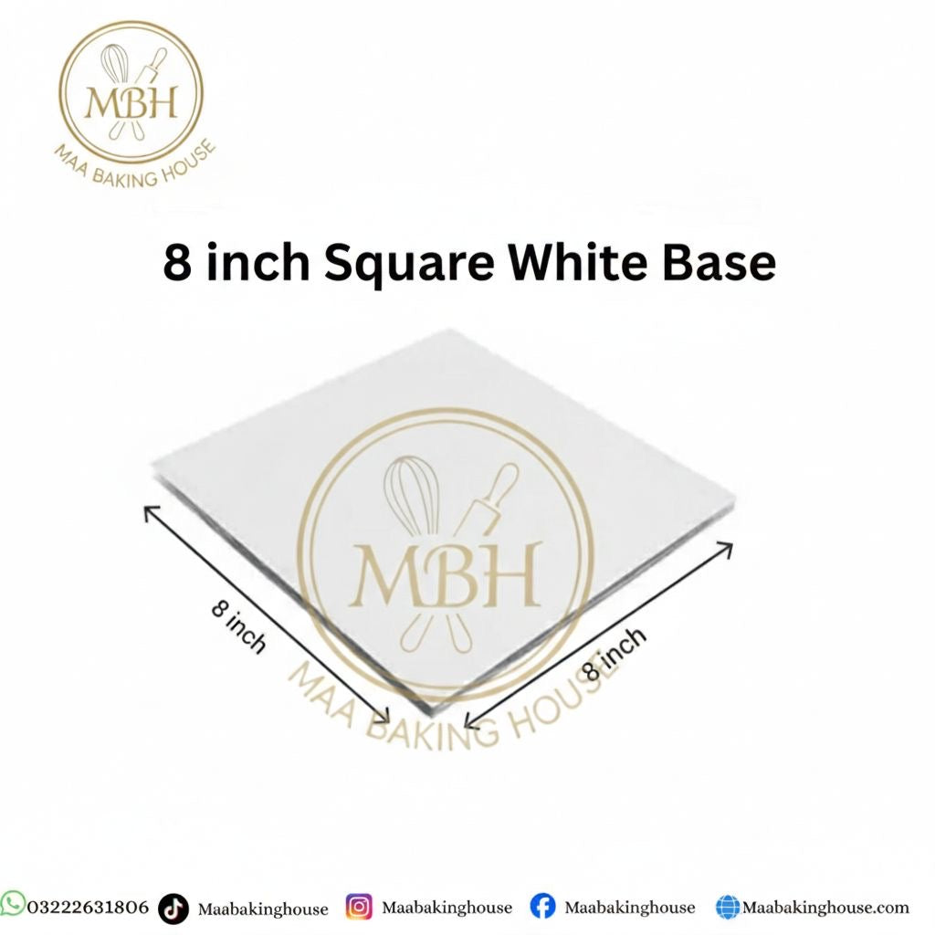 8 Inch Square White Cake Base