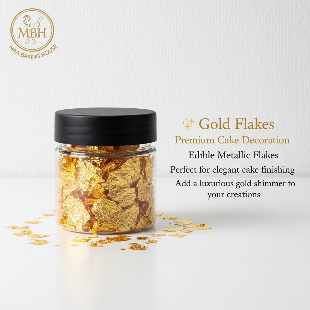 Silver & Gold Flakes – Premium Edible Cake Decoration