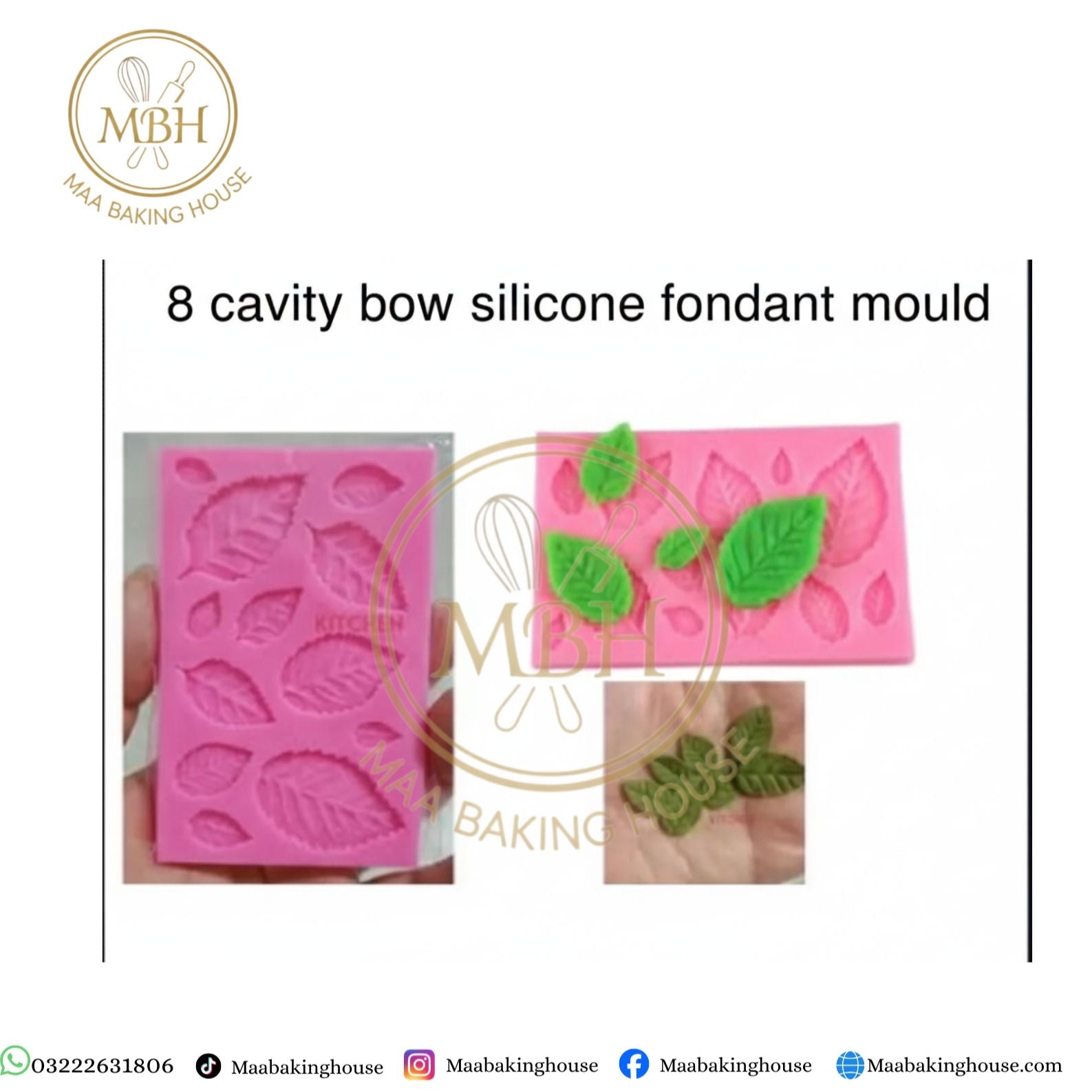 8 Cavity Bow Silicone Fondant Mould