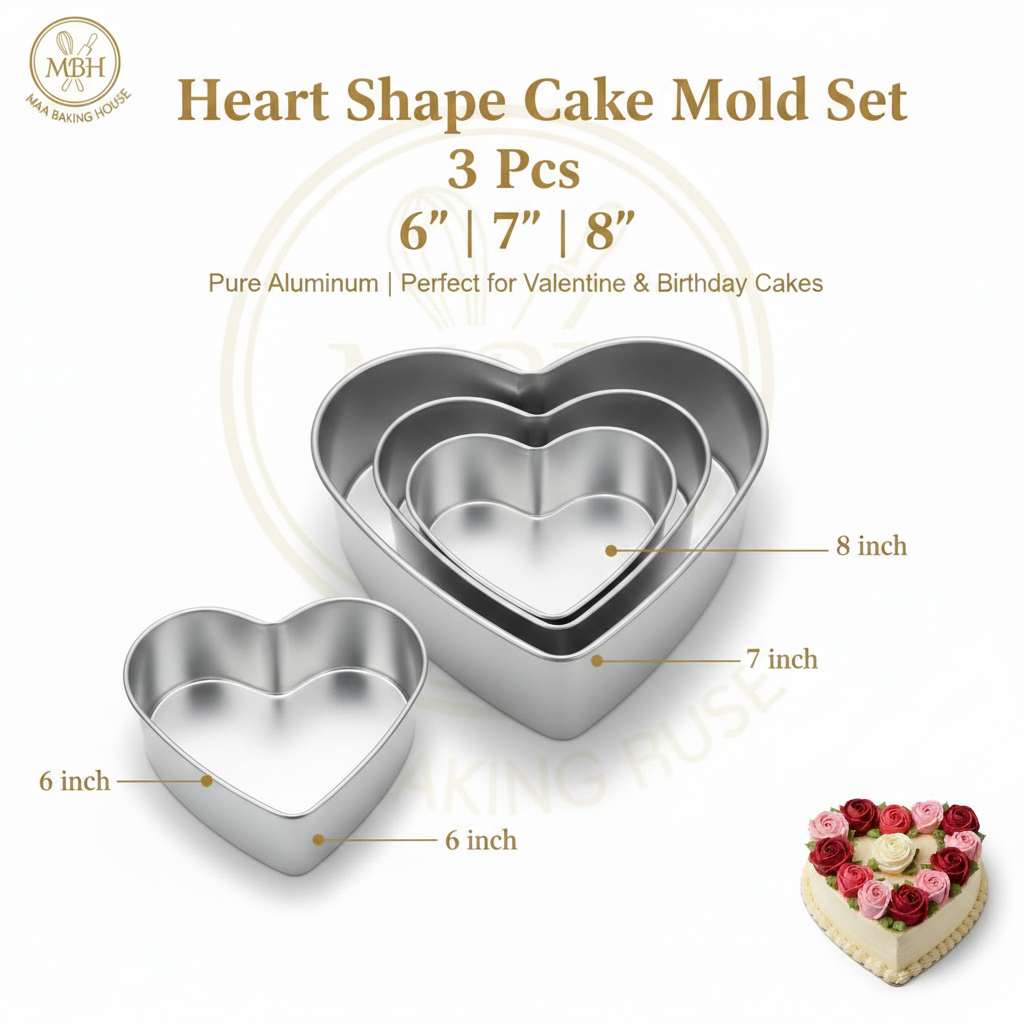 Heart Shape Cake Mold - 6 inch (1Pound) 7 inch (2pound) 8 Inch (3pound)