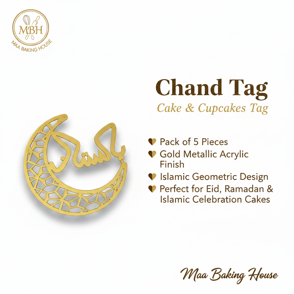 Chand Tag – Gold Acrylic Cake & Cupcakes Tag