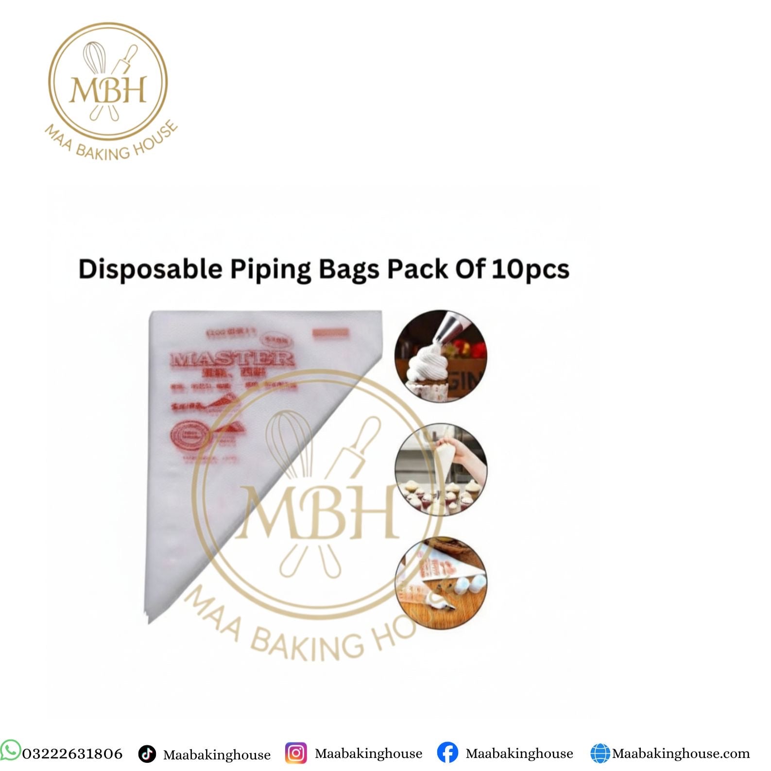 Disposable Piping Bags Pack of 10pcs