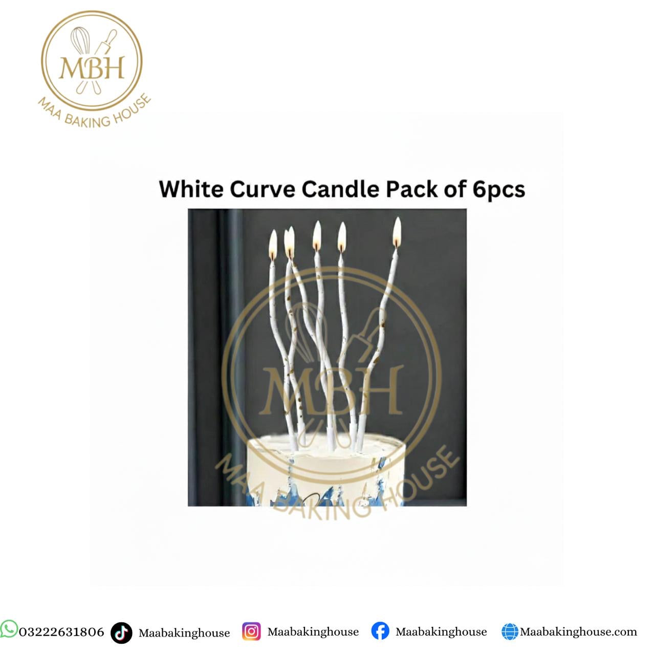 White Curve Candle Pack of 6pcs