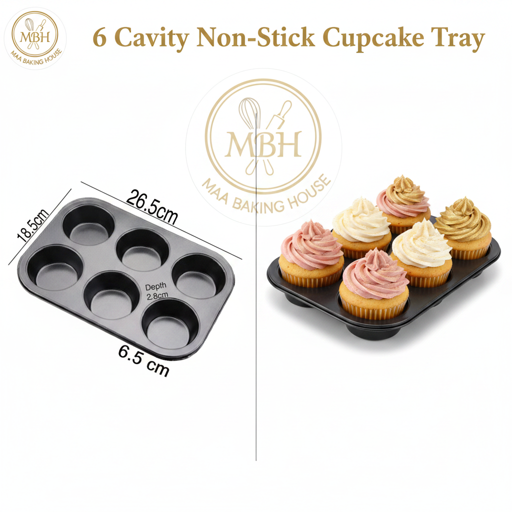 6 Cavity Non-Stick Cupcake Tray - MBH Branded