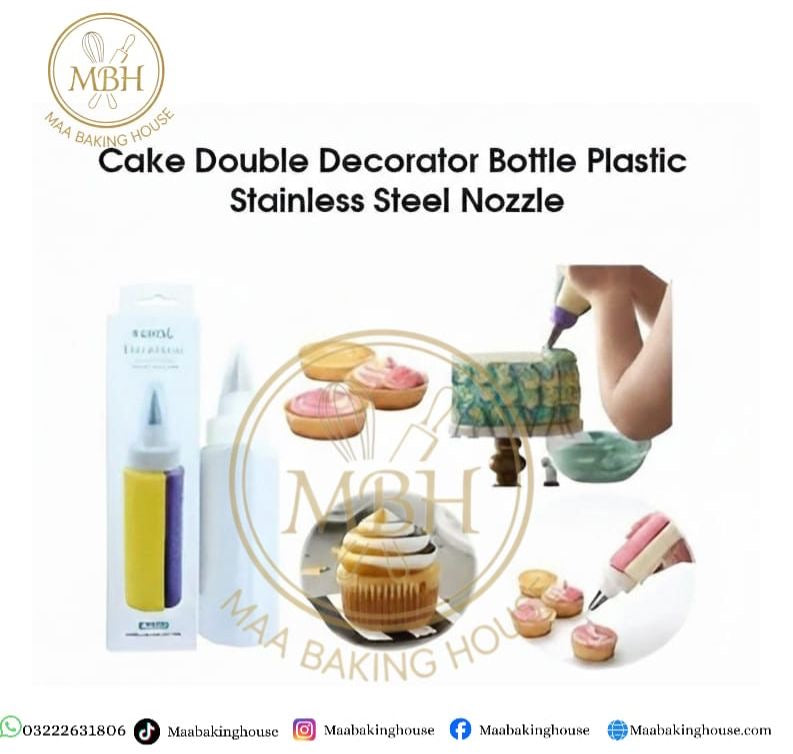 Cake Double Decorator Bottle Plastic Stainless Steel Nozzle