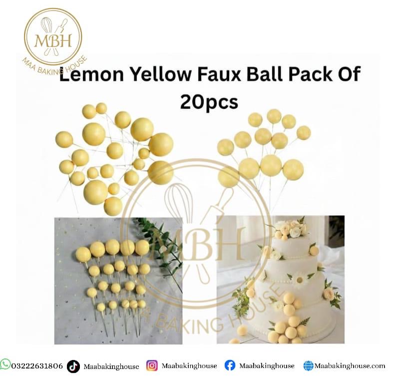 Lemon Yellow Faux Ball Pack Of 20pcs