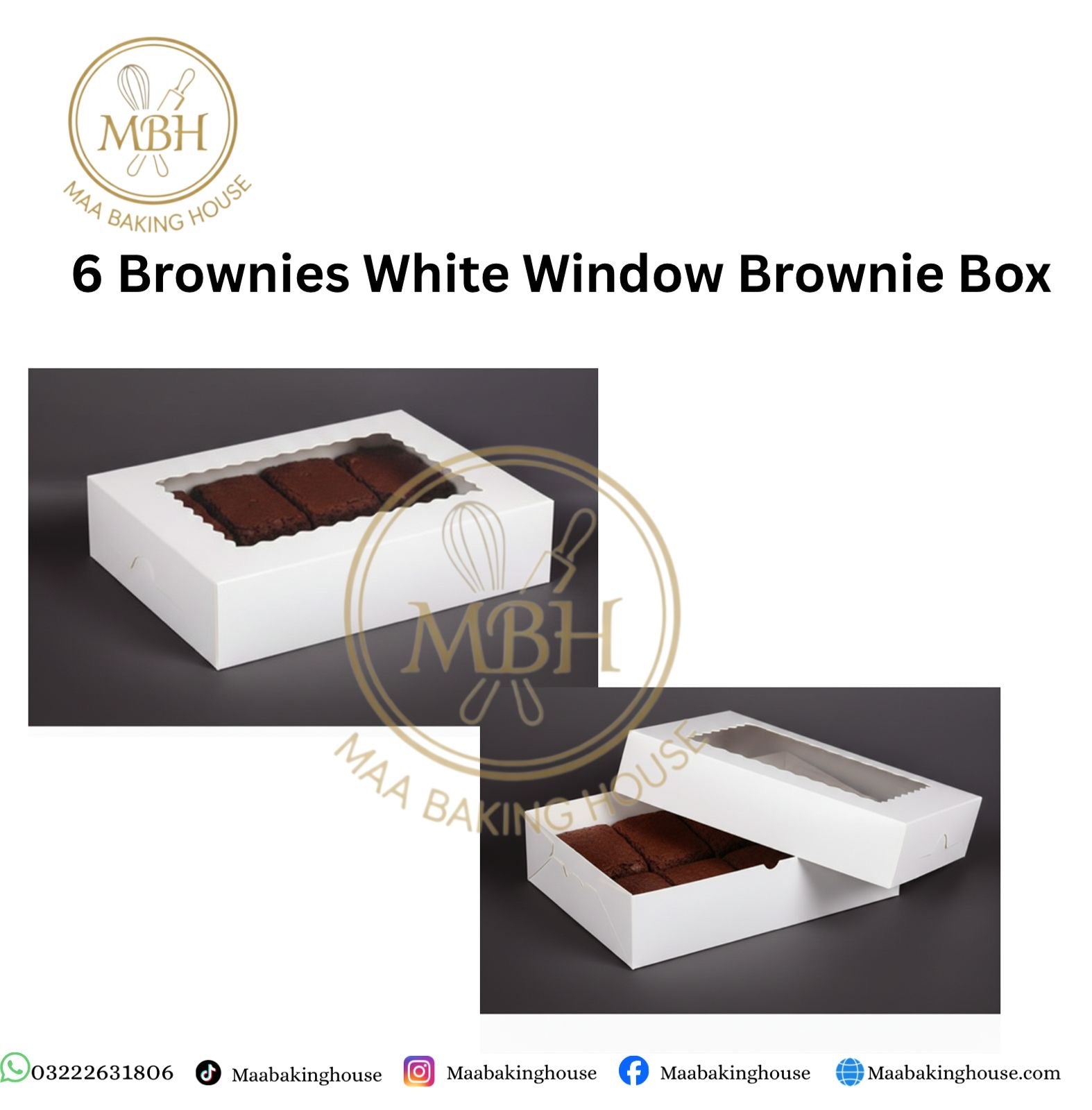 6 Brownies White Window Brownie Box