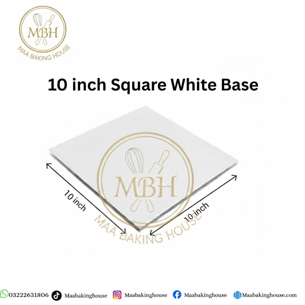10 Inch Square White Cake Base