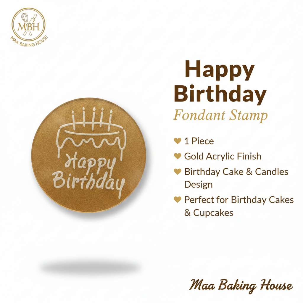 Happy Birthday Cake Fondant Stamp