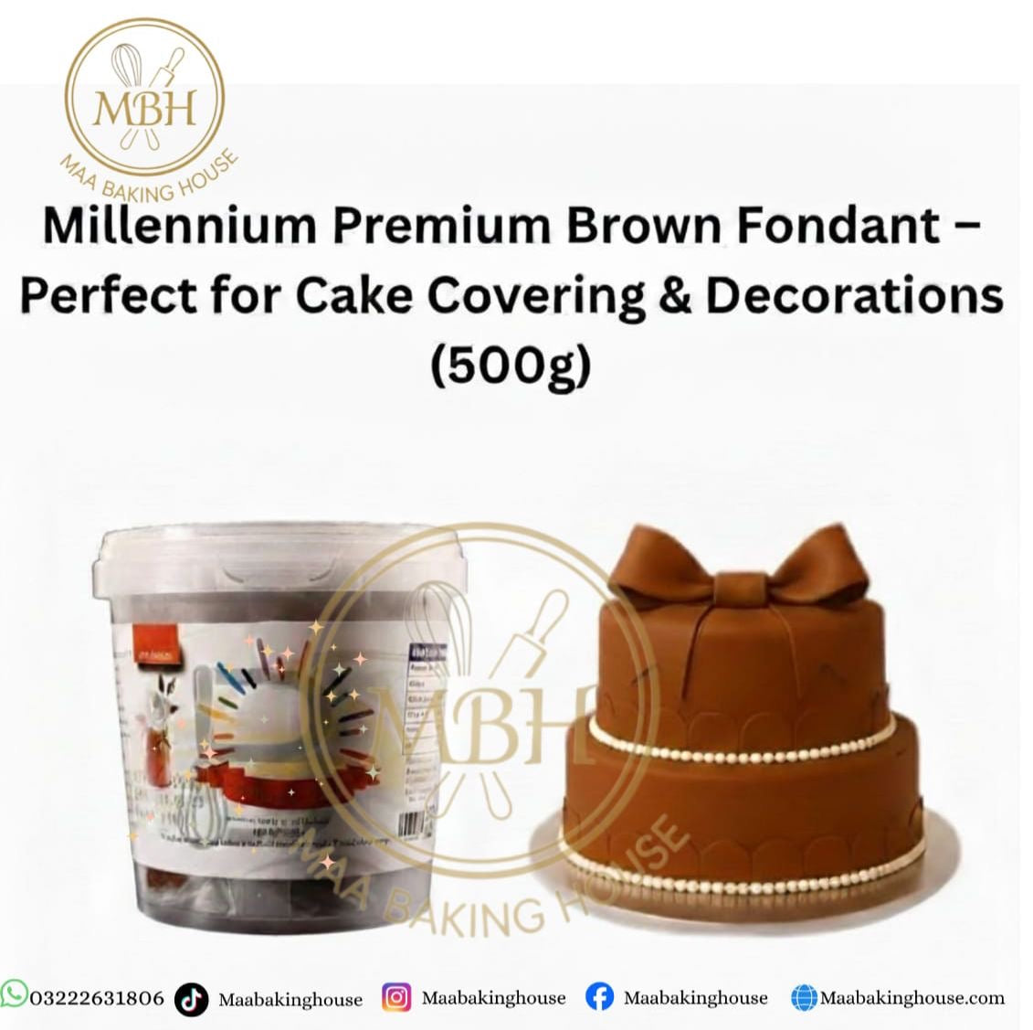 Millennium Premium Brown Fondant - Perfect for Cake Covering & Decorations (500g)