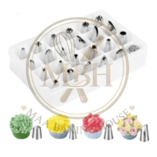 24Pcs Icing Nozzle Set Stainless Steel With Plastic Box