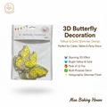 3D Butterfly Decoration - Yellow & Gold Shimmer Pack of 12