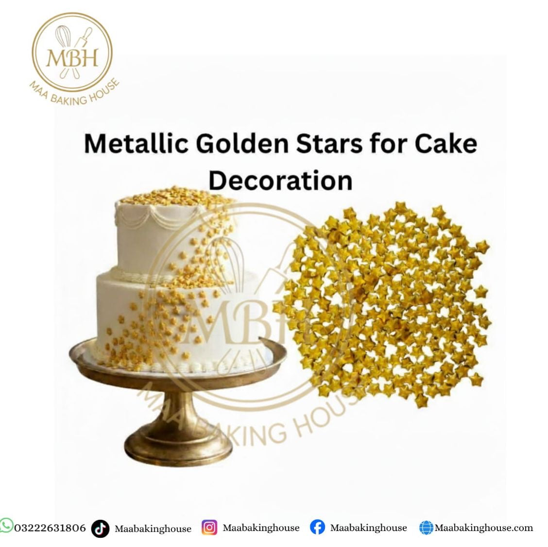 Metallic Golden Stars For Cake Decoration