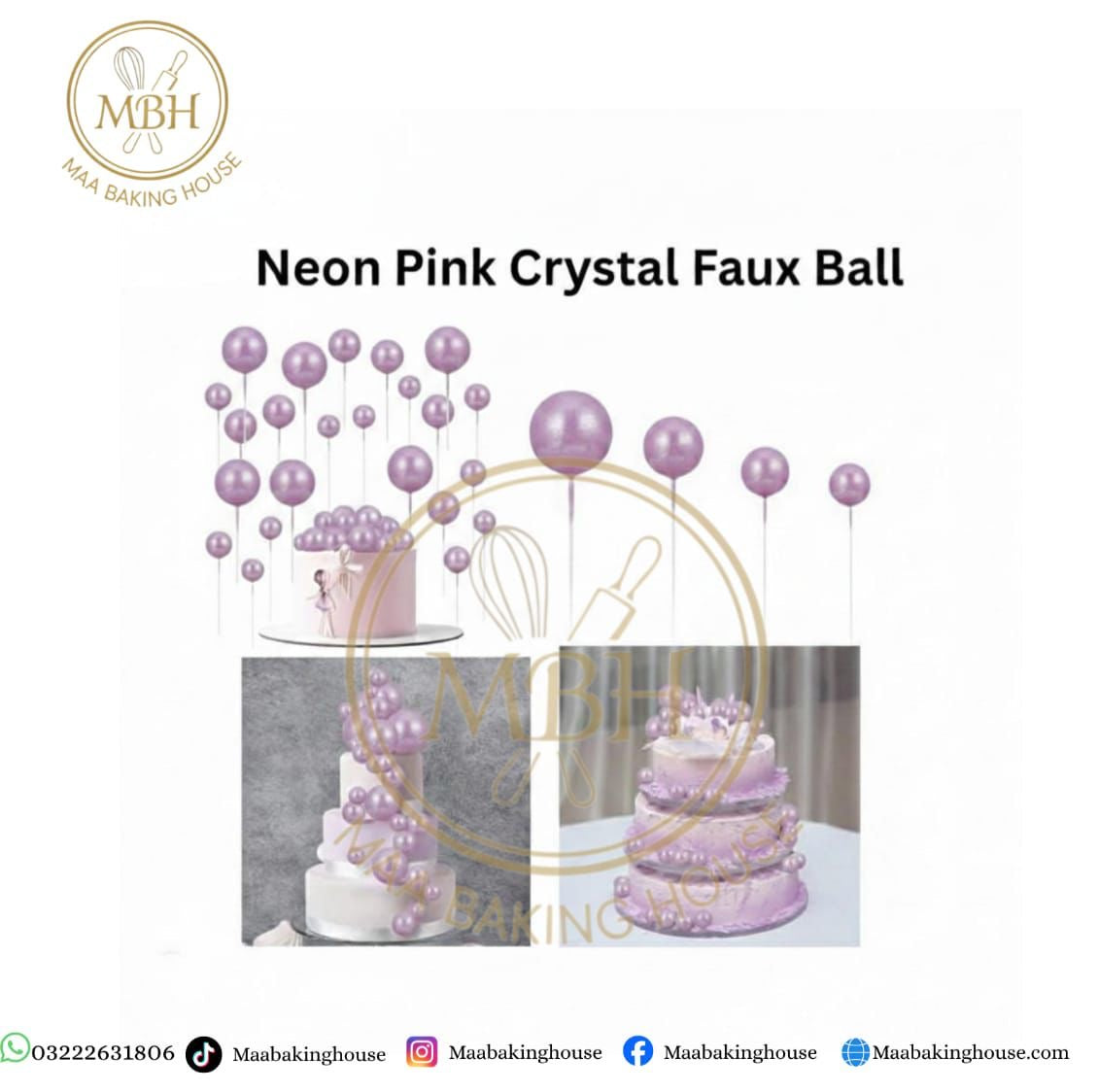 Neon Pink Crystal Faux Ball