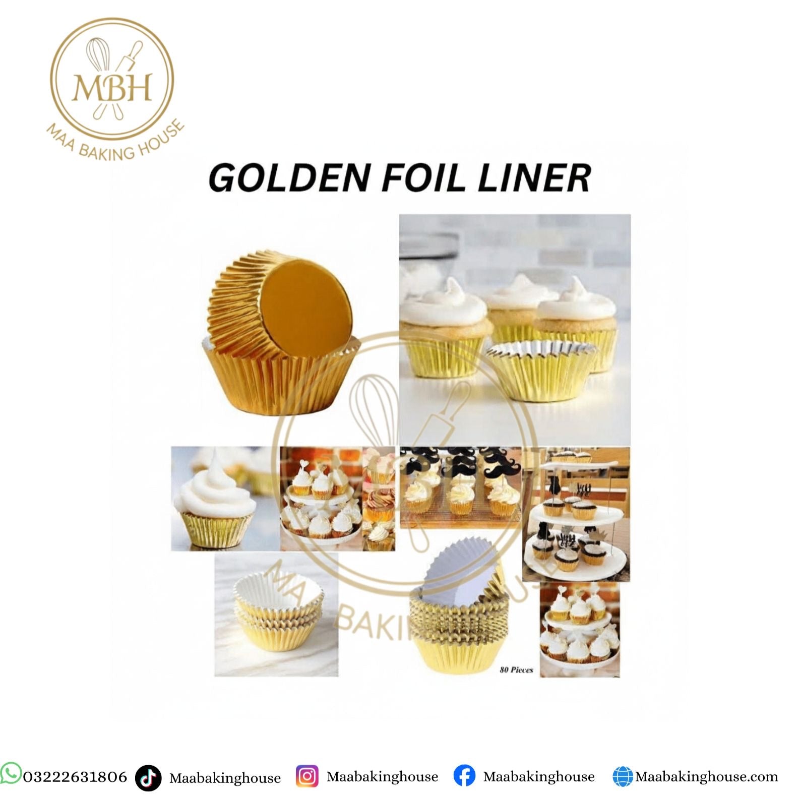 Golden Foil Liner - Pack of 80 Pieces