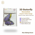 3D Butterfly Decoration - Purple & Yellow Design Pack of 12