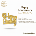 Happy Anniversary Cake & Cupcakes Tag – Gold Acrylic Heart Design