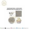 Silver 2mm Pearls - Super Shine Sprinkles Pack of 25gms Bottle