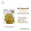 3D Butterfly Decoration - Shiny Golden Metallic Design Pack of 12