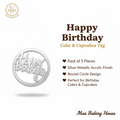 Happy Birthday Cake & Cupcakes Tag – Silver Round Circle