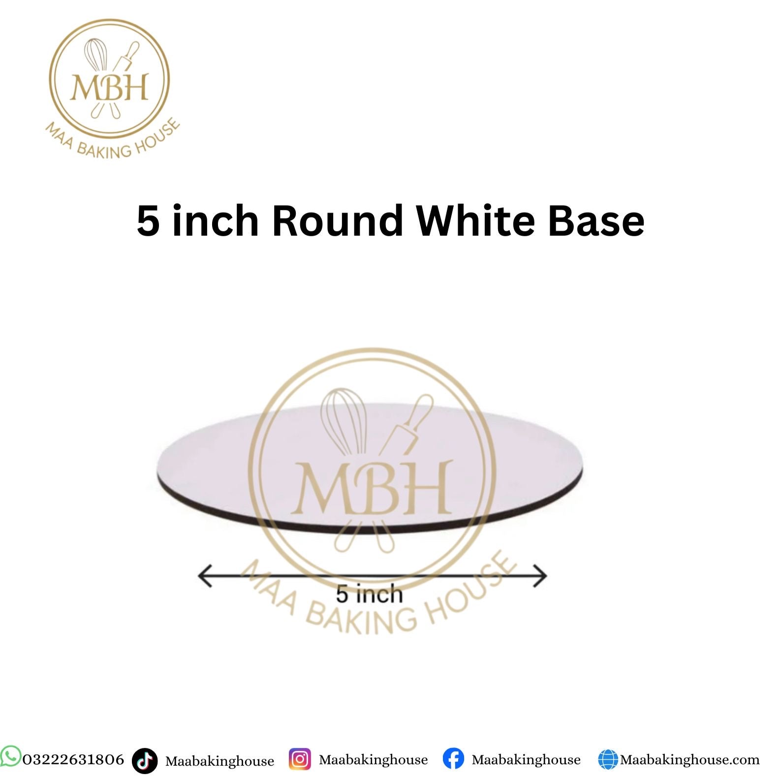 5 Inch Round White Cake Base