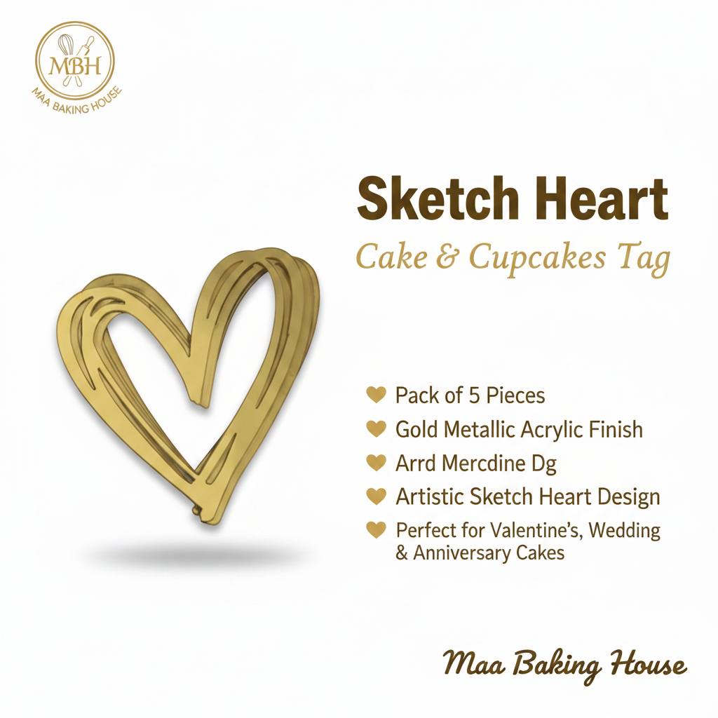Sketch Heart Cake & Cupcakes Tag