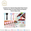 Creative 2-in-1 Sporks Disposable Plastic Spoon Forks for Cake Ice Cream Salad Fruit Dessert Pack of 10pcs
